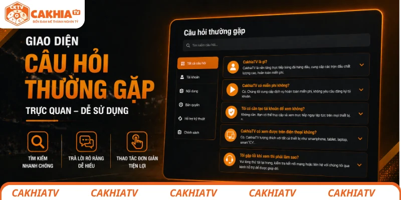 Câu hỏi thường gặp tại CakhiaTV và giải đáp chi tiết nhất 1 Giao diện Câu hỏi thường gặp trực quan dễ sử dụng